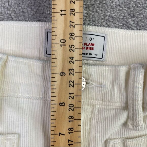 Gap Pants Women’s 25 Petite Ivory Flare High Rise Corduroy Patch Pockets Preppy - Picture 9 of 12